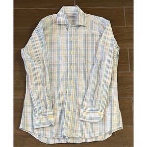 Ledbury Mens Shirt Slim Fit 16 M Plaid Multicolor Long Sleeve Cotton Button Down